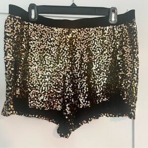 H&M Black w Gold Sequin Shorts